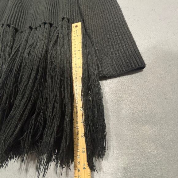 Moon River Black Long Fringe Sweater M Knit Boho Cozy Indie Rocker Statement - Picture 5 of 6